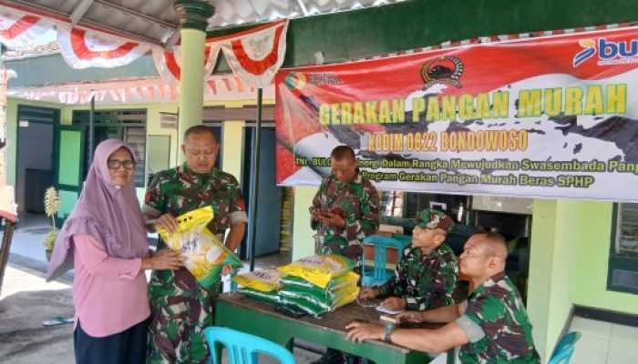 Kodim 0822 Bondowoso Komitmen Gelar Gerakan Pangan Murah,Siapkan 6 Ton Beras untuk Warga Melalui Koramil 0822/11 Tapen
