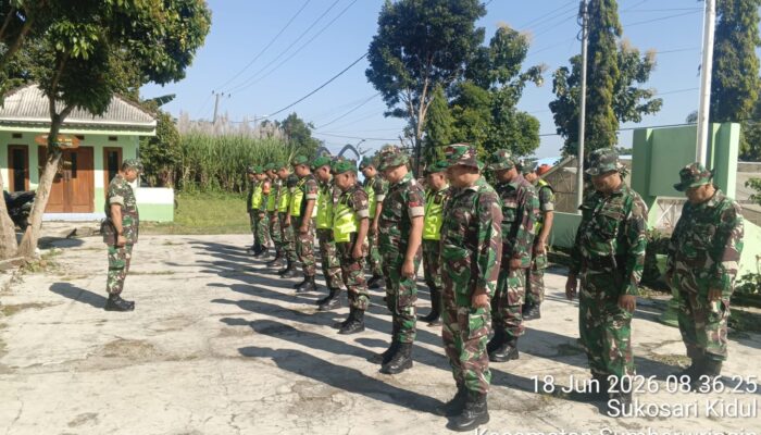 Koramil Jajaran Kodim 0822 Bondowoso Gelar Apel Karya Bakti, Matangkan Persiapan Asrama Sementara Yon TP
