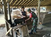 Seragam Loreng Tak Menghalangi Babinsa Ikut Cetak Genteng, Ini Bikin Warga Salut